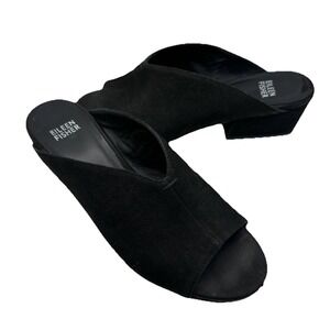 Eileen Fisher Sandals women's 7.5 Fala Black Slip On Open Toe Minimalist leather